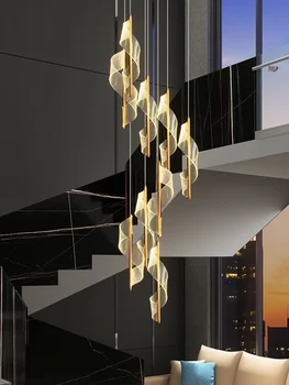 Šiuolaikinių LED Laiptai Liustra Villa Salė Šviesos Kambarį Šiaurės Paprasta Ilgą Eilutę Prabanga Spiralės Dvipusis Pastato Liustra