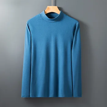 Žiemos Marškinėliai Vyrams ilgomis Rankovėmis Tshirts Golfo Šilumos Apatiniai Aukštos Kokybės Minkštos Plonos vilnos išlaikyti šiltas Marškinėliai Homme 4xl
